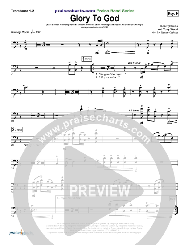 Glory To God Trombone 1/2 (Lincoln Brewster)