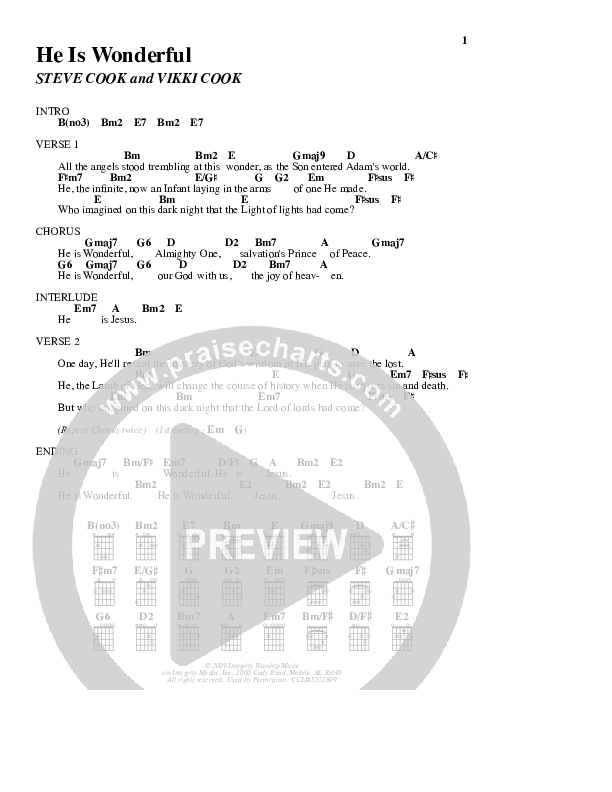 He Is Wonderful Chord Chart (Kathryn Scott)