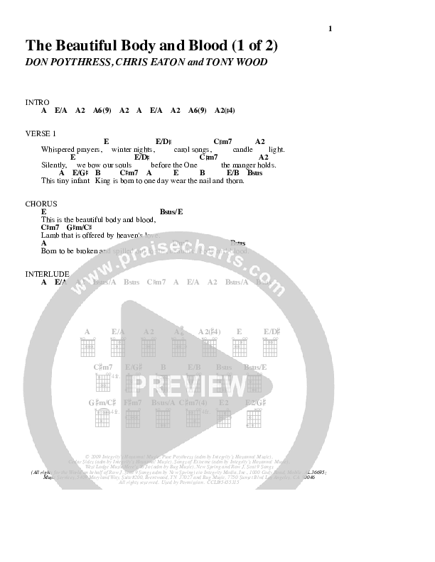 The Beautiful Body And Blood Chord Chart (Glenn Packiam)