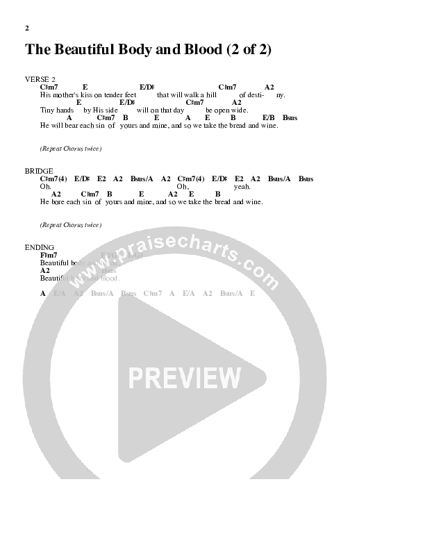 The Beautiful Body And Blood Chord Chart (Glenn Packiam)