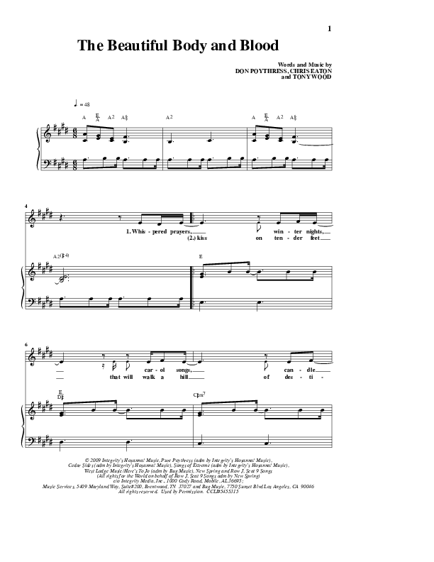 The Beautiful Body And Blood Piano/Vocal & Lead (Glenn Packiam)