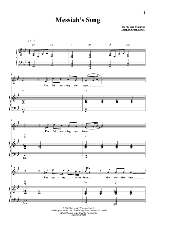 Messiah's Song Piano/Vocal (Jared Anderson)