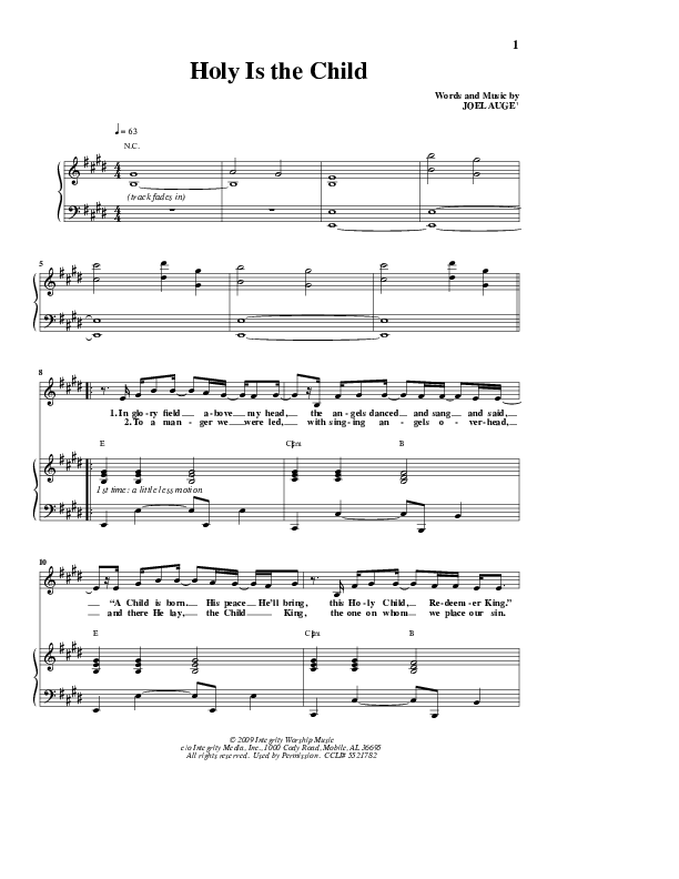 Holy Is The Child Lead & Piano (Joel Auge)