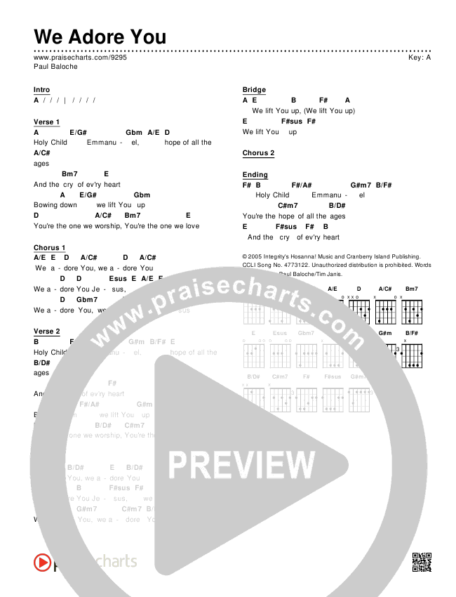 We Adore You Chords & Lyrics (Paul Baloche)