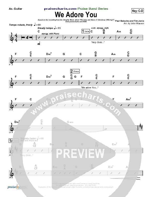 We Adore You Acoustic Guitar (Paul Baloche)