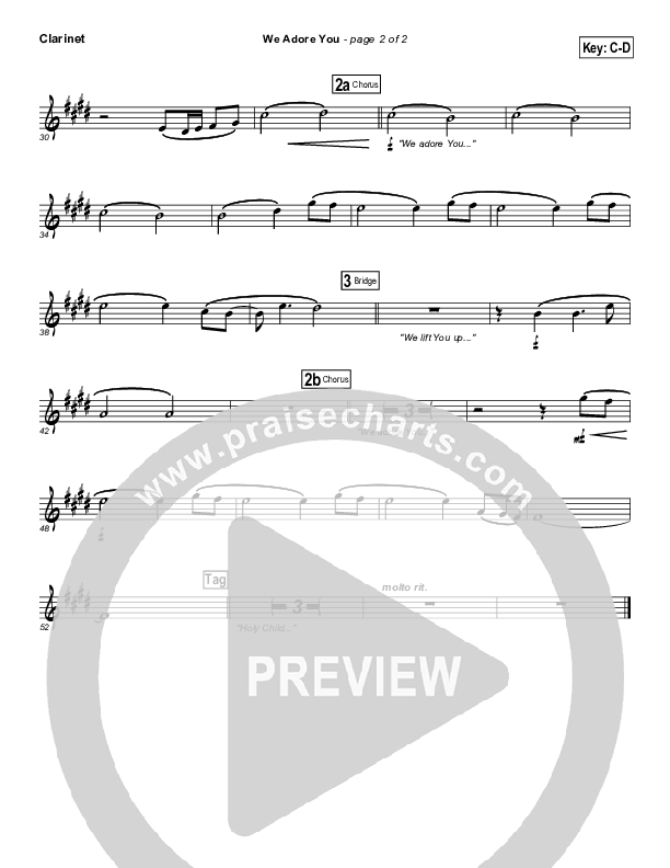 We Adore You Clarinet (Paul Baloche)