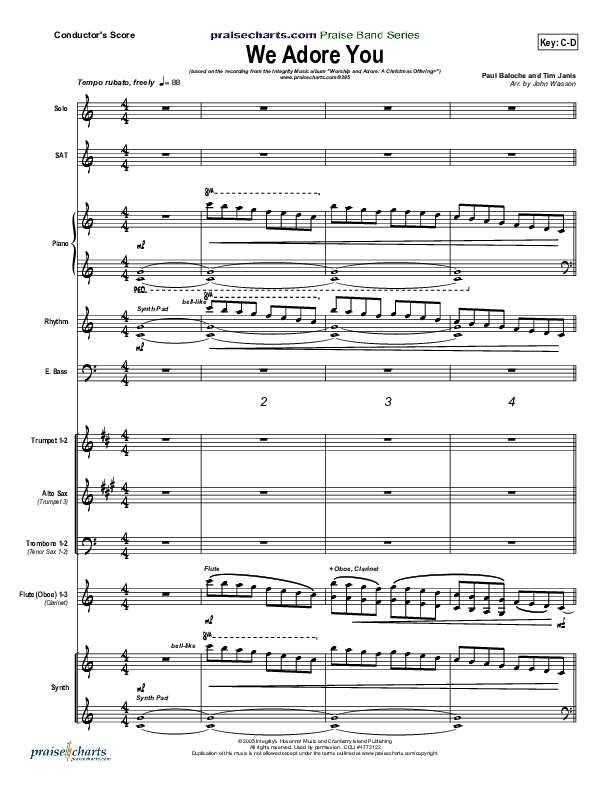 We Adore You Conductor's Score (Paul Baloche)