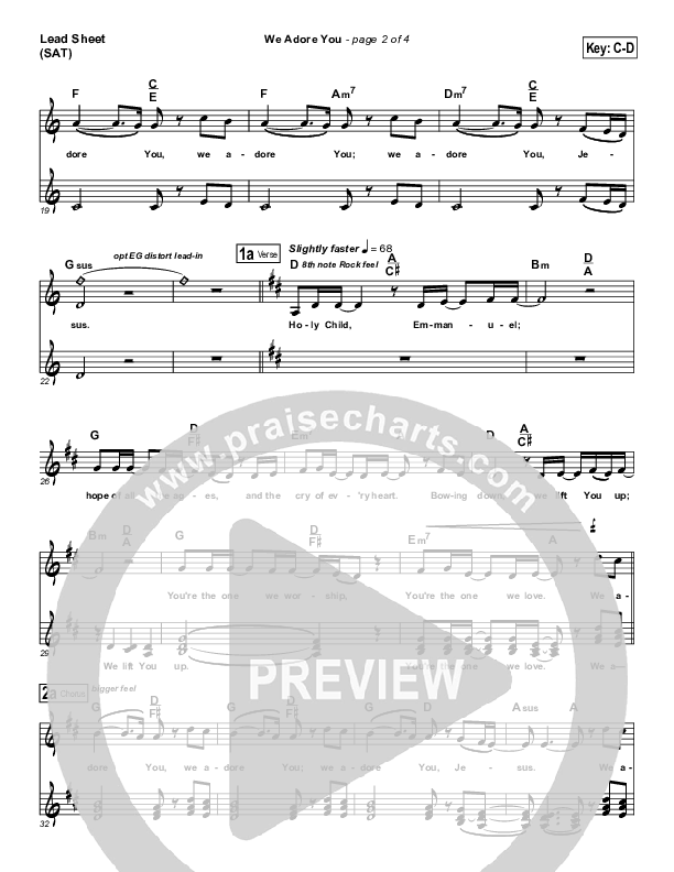 We Adore You Lead Sheet (SAT) (Paul Baloche)