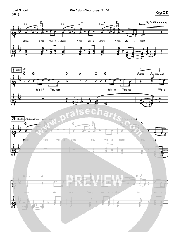 We Adore You Lead Sheet (SAT) (Paul Baloche)