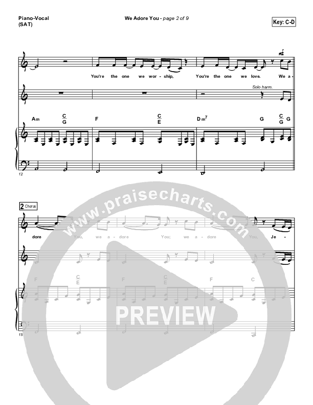 We Adore You Piano/Vocal (SAT) (Paul Baloche)