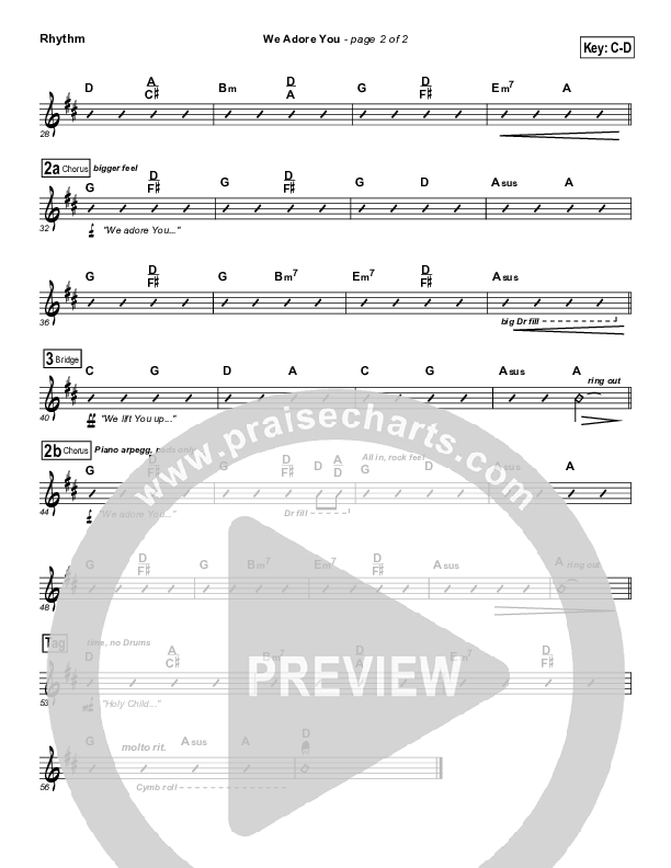 We Adore You Rhythm Chart (Paul Baloche)