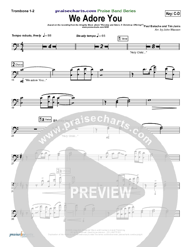 We Adore You Trombone 1/2 (Paul Baloche)