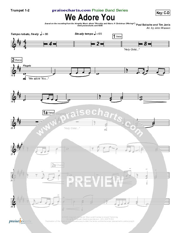 We Adore You Trumpet 1,2 (Paul Baloche)