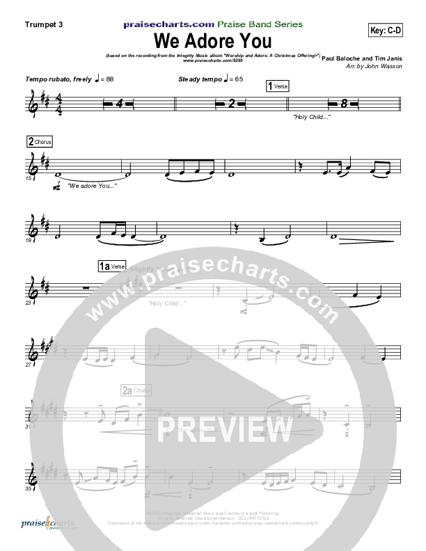 We Adore You Trumpet 3 (Paul Baloche)