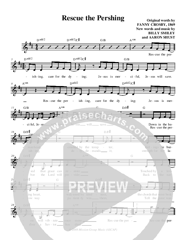 Rescue The Perishing Lead Sheet (Aaron Shust)