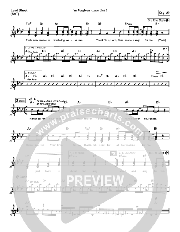 I'm Forgiven Lead Sheet (Tommy Walker)