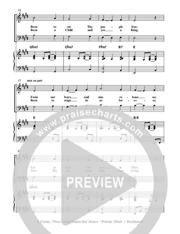 Come Thou Long-Expected Jesus Choir Sheet (Don Chapman)