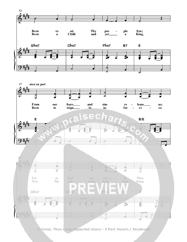 Come Thou Long-Expected Jesus Piano/Vocal (SAT) (Don Chapman)