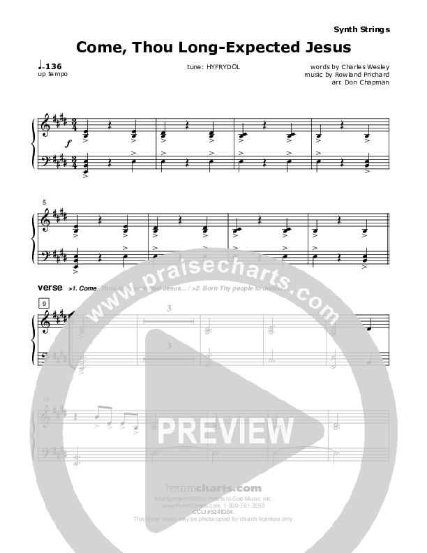 Come Thou Long-Expected Jesus Synth Strings (Don Chapman)