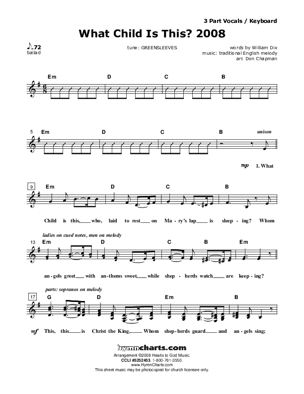 What Child Is This Lead Sheet (SAT) (Don Chapman)