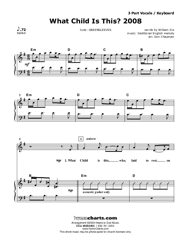 What Child Is This Piano/Vocal (SAT) (Don Chapman)