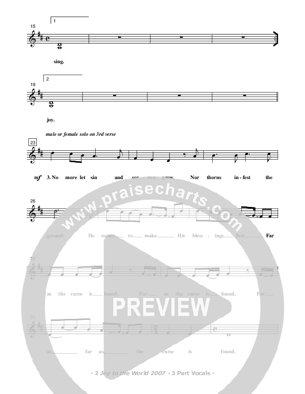 Joy To The World Choir Sheet (Don Chapman)