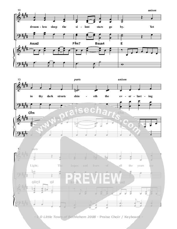 O Little Town Of Bethlehem Choir Sheet (Don Chapman)