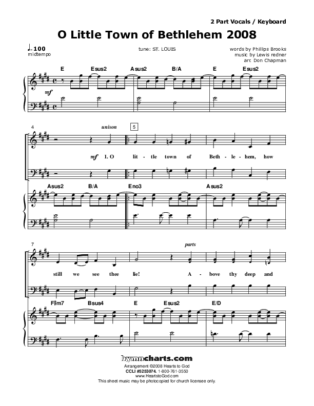 O Little Town Of Bethlehem Orchestration (Don Chapman)