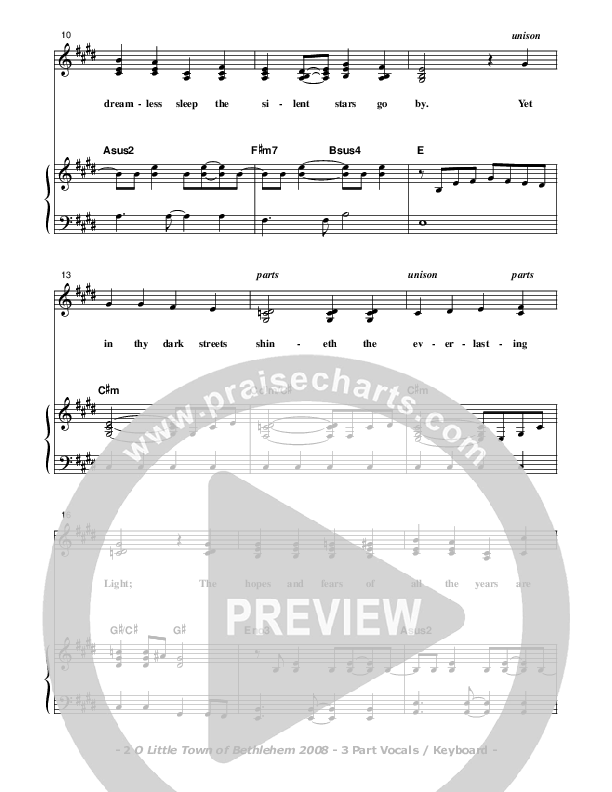 O Little Town Of Bethlehem Piano/Vocal (SAT) (Don Chapman)