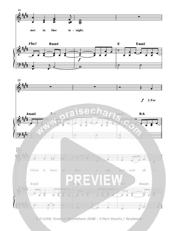 O Little Town Of Bethlehem Piano/Vocal (SAT) (Don Chapman)
