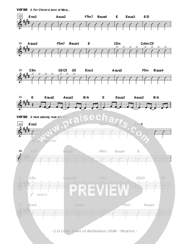 O Little Town Of Bethlehem Rhythm Chart (Don Chapman)