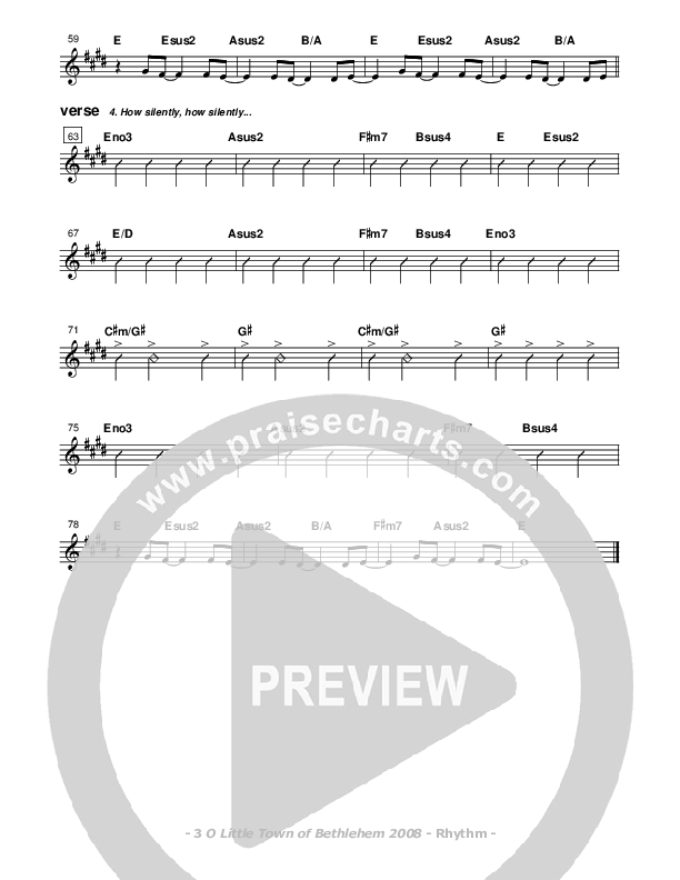 O Little Town Of Bethlehem Rhythm Chart (Don Chapman)