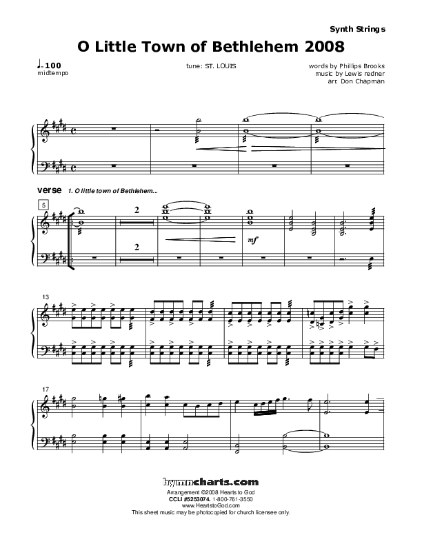 O Little Town Of Bethlehem Synth Strings (Don Chapman)