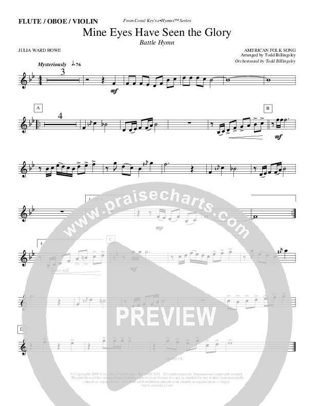 MIne Eyes Have Seen The Glory Flute/Oboe (Todd Billingsley)