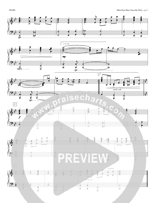 MIne Eyes Have Seen The Glory Piano Sheet (Todd Billingsley)