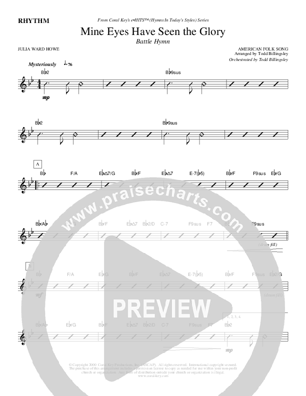 MIne Eyes Have Seen The Glory Rhythm Chart (Todd Billingsley)