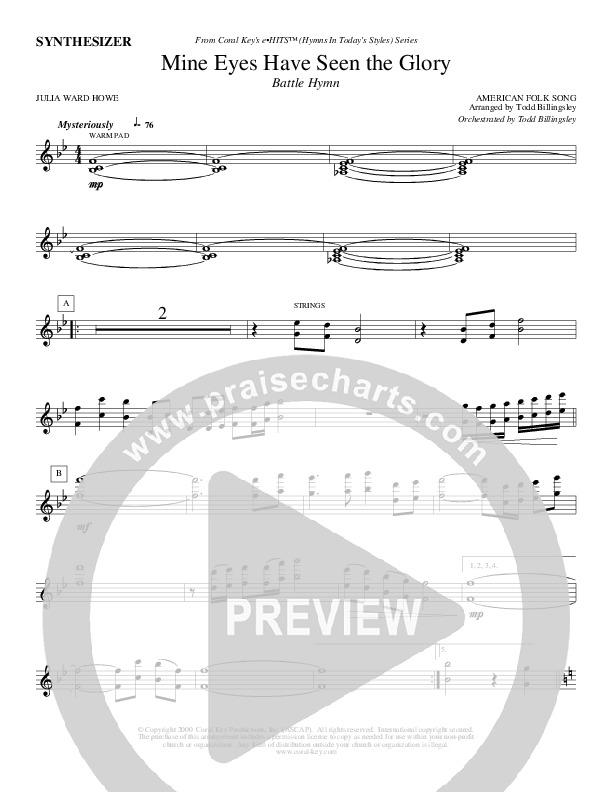 MIne Eyes Have Seen The Glory Synth (Todd Billingsley)