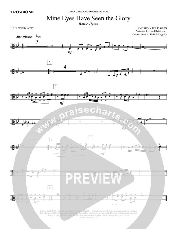 MIne Eyes Have Seen The Glory Trombone 2 (Todd Billingsley)