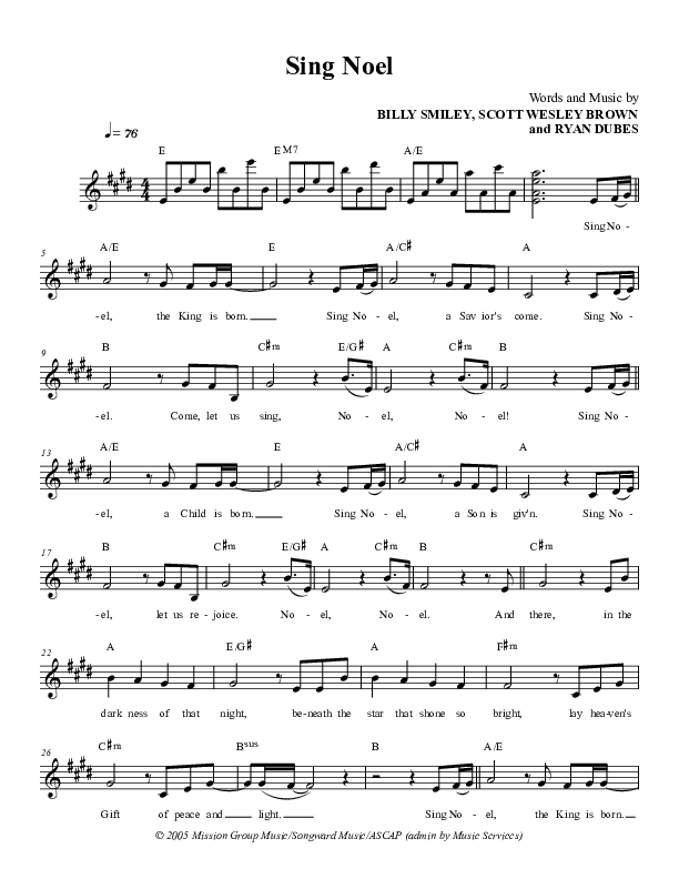 Sing Noel Lead Sheet (Pam Pierce)