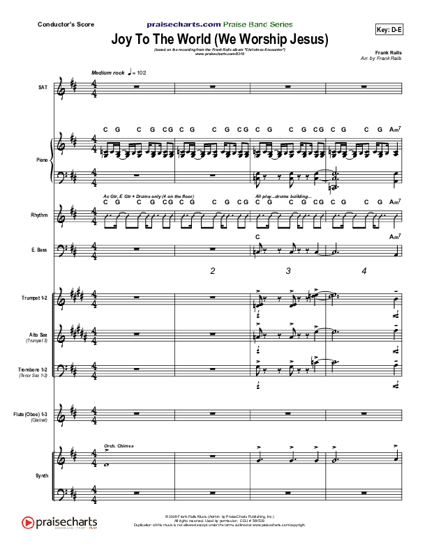 Joy To The World (We Worship Jesus) Conductor's Score (Frank Ralls)