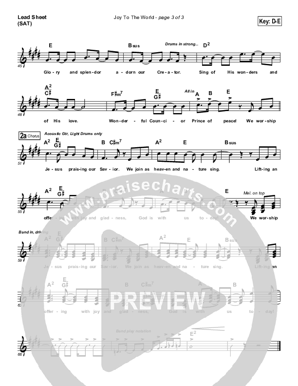 Joy To The World (We Worship Jesus) Lead Sheet (Frank Ralls)