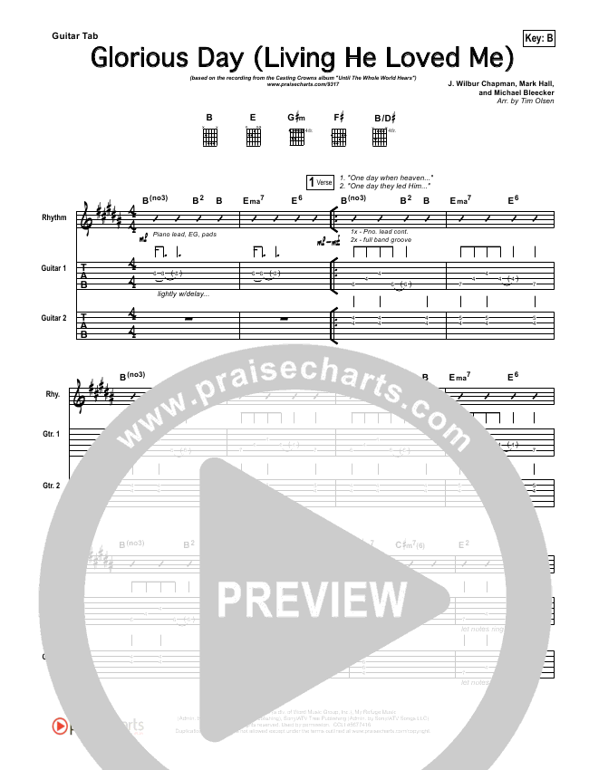 Glorious Day Chord Chart