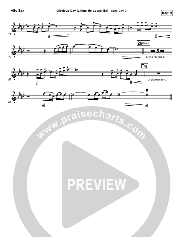 Glorious Day (Living He Loved Me) Alto Sax (Casting Crowns)