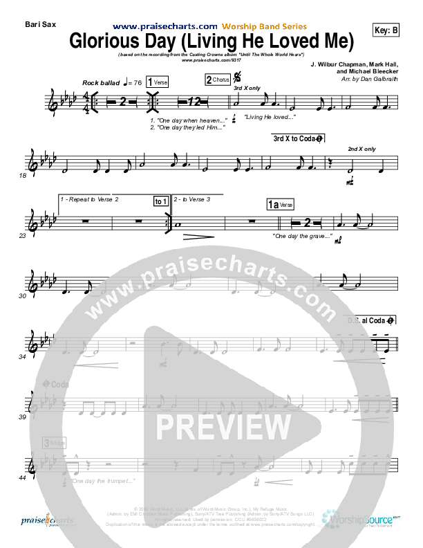 Glorious Day (Living He Loved Me) Bari Sax (Casting Crowns)