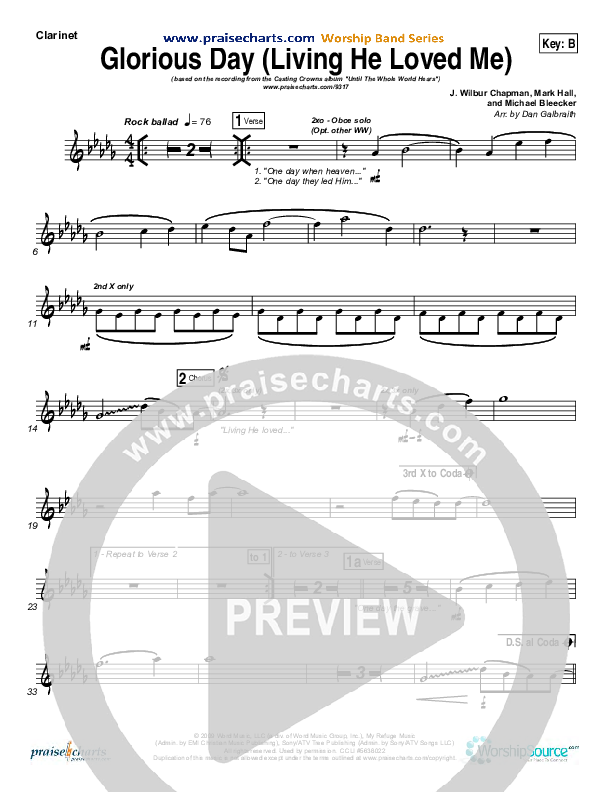 Glorious Day (Living He Loved Me) Wind Pack (Casting Crowns)