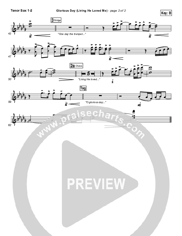 Glorious Day (Living He Loved Me) Tenor Sax 1/2 (Casting Crowns)