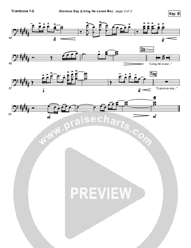 Glorious Day (Living He Loved Me) Trombone 1/2 (Casting Crowns)