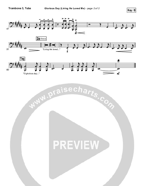 Glorious Day (Living He Loved Me) Trombone 3/Tuba (Casting Crowns)