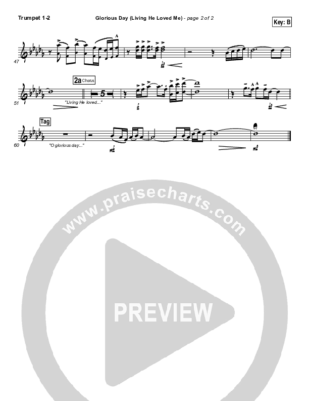 Glorious Day (Living He Loved Me) Trumpet 1,2 (Casting Crowns)