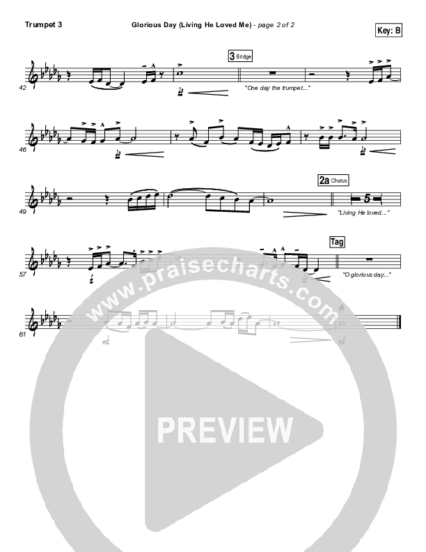 Glorious Day (Living He Loved Me) Trumpet 3 (Casting Crowns)